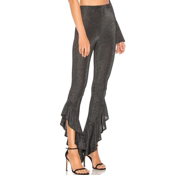 NBD x REVOLVE Celine Ruffle Pant in Glitter Noir NW0T Size Small - Picture 2 of 3
